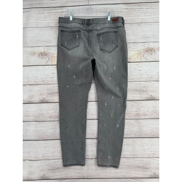 Sundance Sequined Tapered Leg Stretch Jeans Womens Size 32 Gray Light Wash Denim - Picture 2 of 13